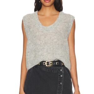 🐑 NWT Free People Dream Maker Vest Light Heather Grey | Sz Small | Alpaca Blend